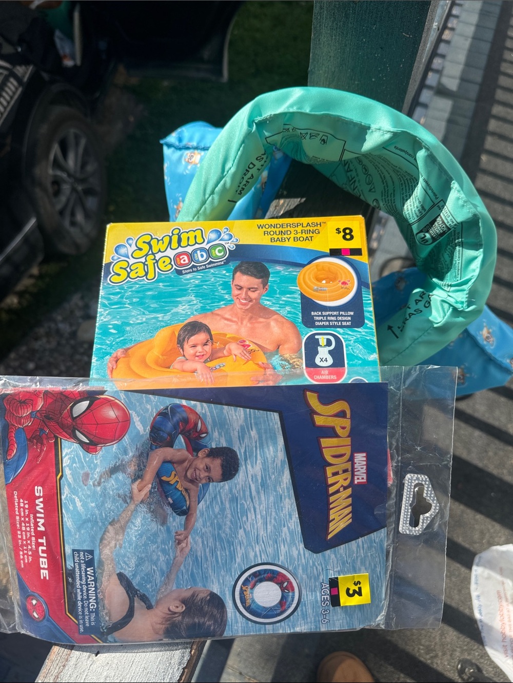 Let’s go Swimming Safe Kids Arm Floaties and Infant Float - Teal & Blue (3 new)